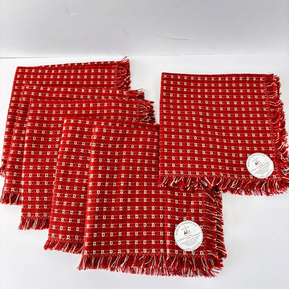 Mountain Weavers Cotton Napkins Set 6 Terracotta Made in Vermont USA New